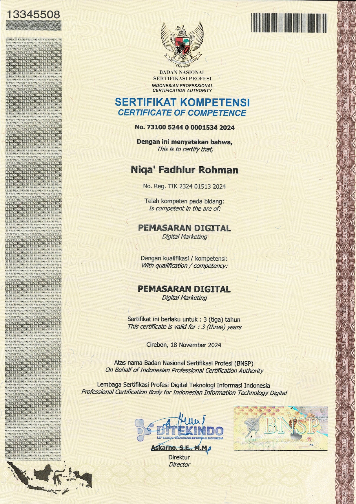 Sertifikat Kompetensi BNSP Digital Marketing